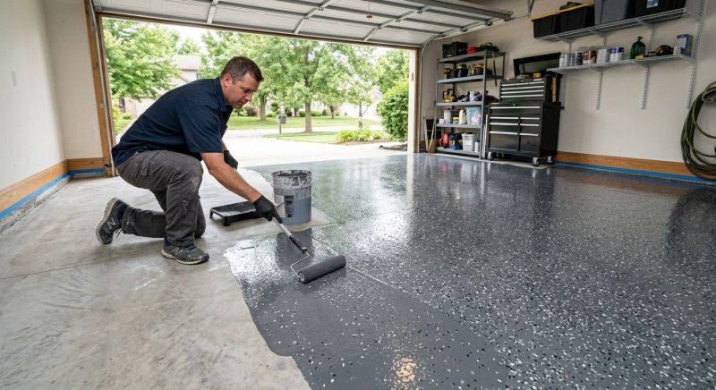 Speckled Garage Floor Painting in Greensboro, NC